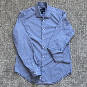 Kenneth Cole Blue Patterned Dress Shirt